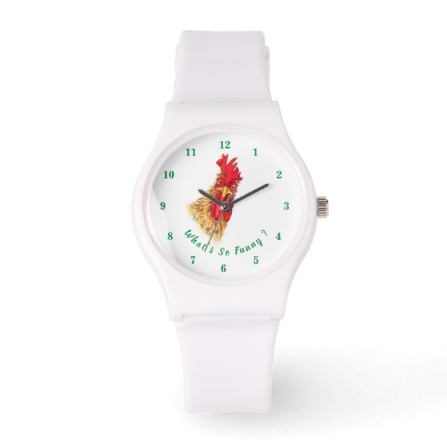 Funny Surprised Curious Rooster - What's So Funny  Watch (Front)