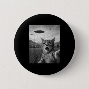 Funny Surprised Ed Cat Selfie With Alien Ufo Cat U 6 Cm Round Badge