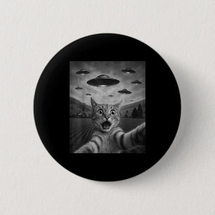 Funny Surprised Ed Cat Selfie With Alien Ufo Cat U 6 Cm Round Badge