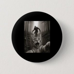 Funny Surprised Ed Cat Selfie With Bigfoot Sasquat 6 Cm Round Badge