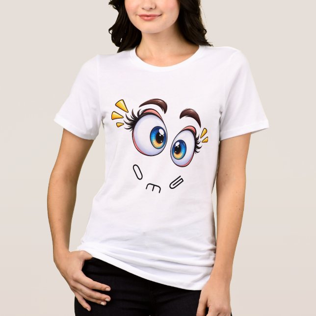 Funny Surprised Eyes Tri-Blend Shirt (Front)
