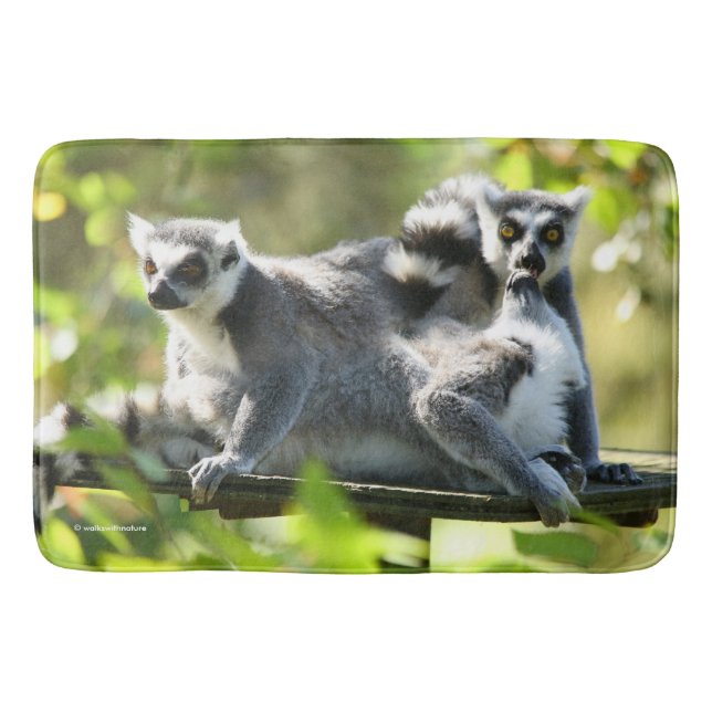 Funny Surprised Lemurs of Madagascar Bath Mat (Front)