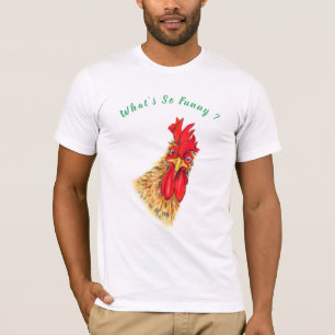 Funny Surprised Rooster T-Shirt - Custom Text