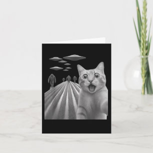 Funny Surprised Scared Cat Selfie With Bigfoot And Card