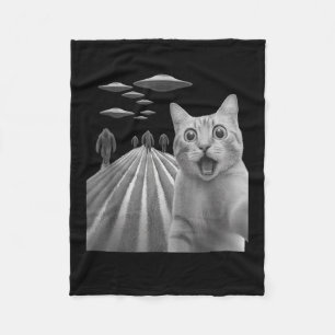 Funny Surprised Scared Cat Selfie With Bigfoot And Fleece Blanket