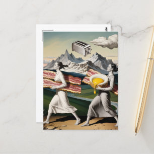 Funny Surreal Breakfast Women Postcard