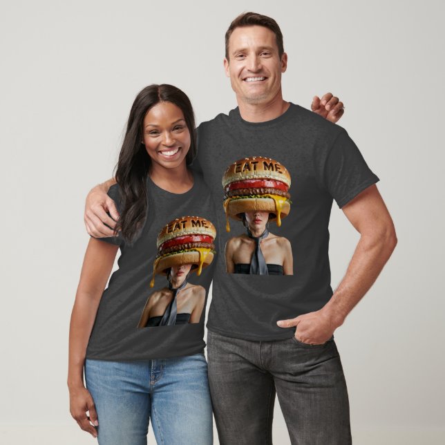 Funny Surreal Cheeseburger Woman T-Shirt (Unisex)