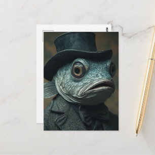 Funny Surreal Fish in a Suit Postcard