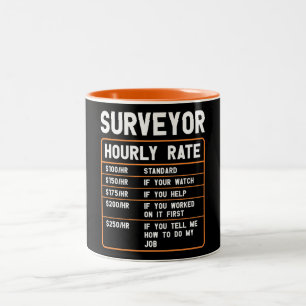 Funny Surveyor Hourly Rate  Two-Tone Coffee Mug