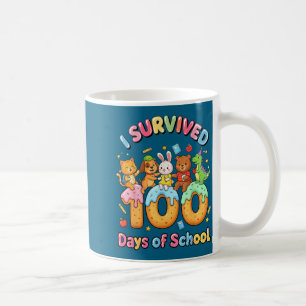 Funny Survived 100 Days School Cat Coffee Mug