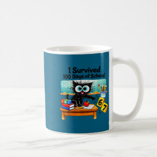 Funny Survived 100 Days School Cat Coffee Mug
