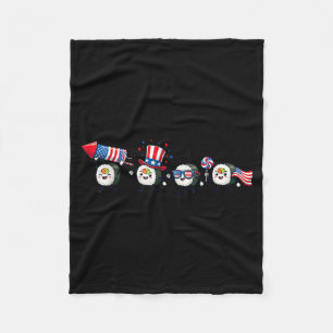 Funny Sushi Aamerican Usa Flag 250 Years 4th Of Fleece Blanket