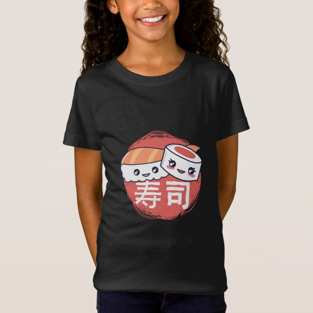 Funny Sushi Cartoon Design T-Shirt (Front)