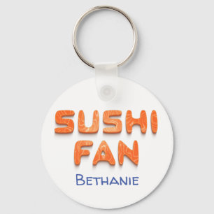 Funny sushi fan fish typography key ring