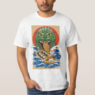 Funny Sushi Lover Monster Illustration T-Shirt