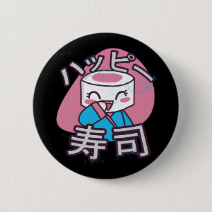 Funny Sushi Master Cartoon Design 6 Cm Round Badge