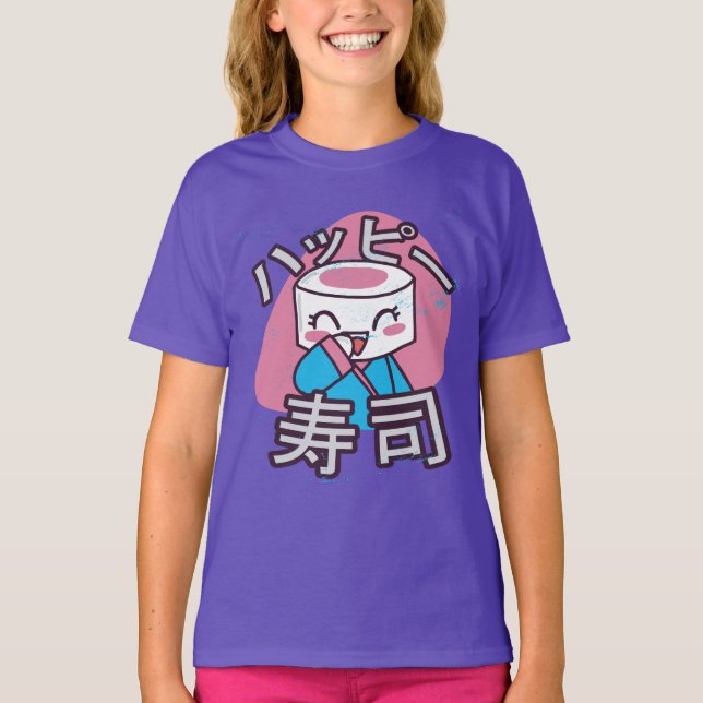 Funny Sushi Master Cartoon Design T-Shirt (Front)