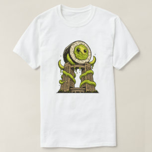 Funny Sushi Monster Kaiju Urban Attack Design T-Shirt