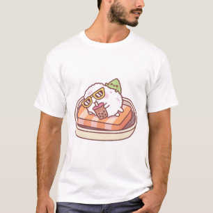 Funny Sushi Rice Chilling On A Salmon Pool Float W T-Shirt