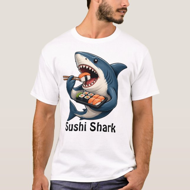 Funny Sushi Shark T-Shirt (Front)
