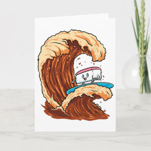 Funny Sushi Surfer Riding Soy Sauce Wave Art  Card