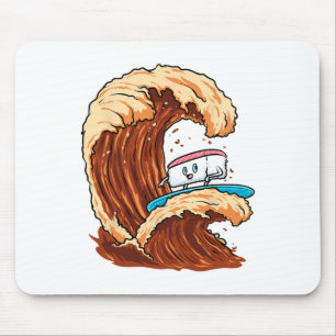 Funny Sushi Surfer Riding Soy Sauce Wave Art Mouse Pad