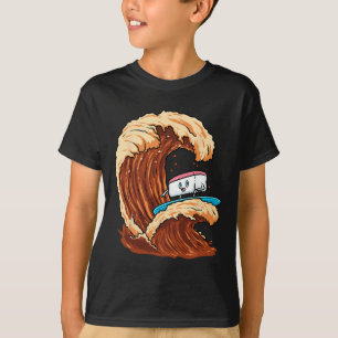 Funny Sushi Surfer Riding Soy Sauce Wave Art  T-Shirt