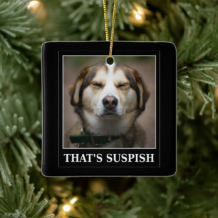 Funny Suspish Dog Meme Ceramic Ornament