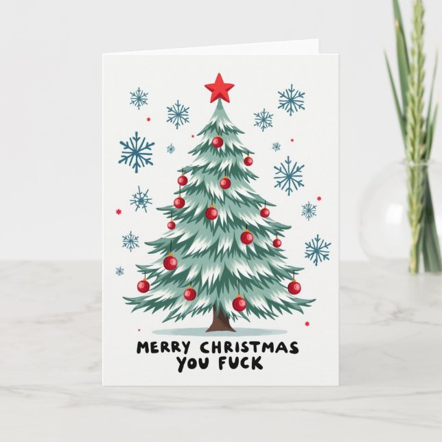 Funny Sweary Christmas Tree Card (Front)