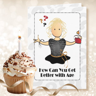 Funny Sweet 60th Birthday Female Cartoon Modern Card
