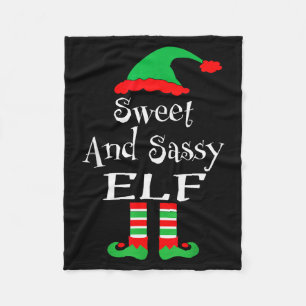 Funny Sweet And Sy Elf Shirt Xmas Family Matching Fleece Blanket