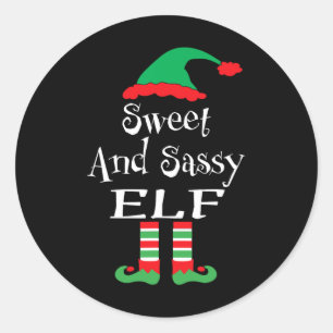 Funny Sweet And Sy Elf Xmas Family Matching Youth Classic Round Sticker