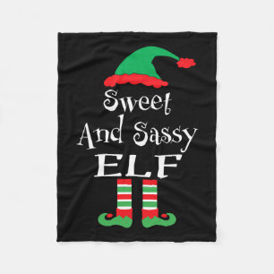 Funny Sweet And Sy Elf Xmas Family Matching Youth  Fleece Blanket