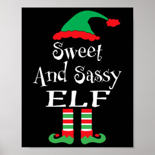 Funny Sweet And Sy Elf Xmas Family Matching Youth  Poster