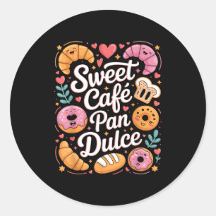 Funny sweet cafe pan dulce bakery characters Funny Classic Round Sticker