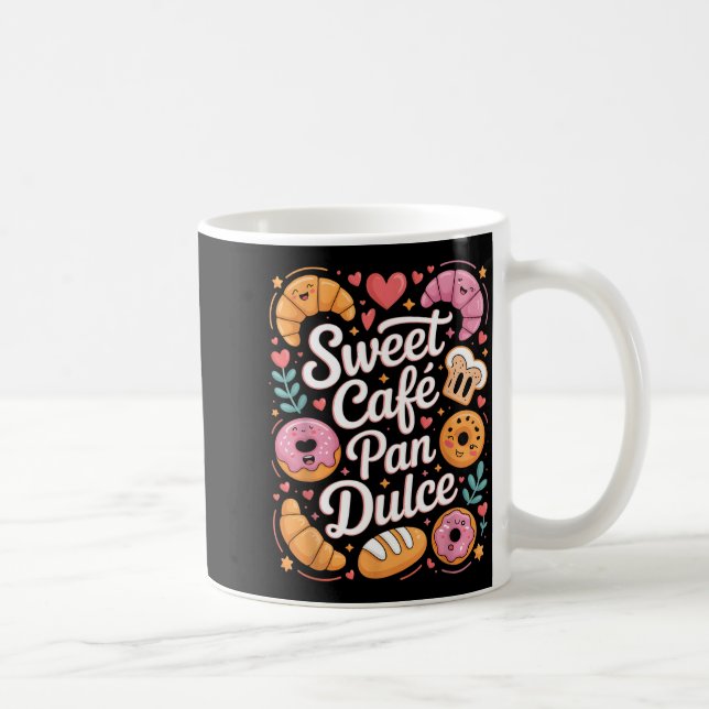 Funny sweet cafe pan dulce bakery characters Funny Coffee Mug (Right)