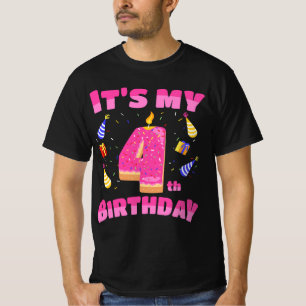 Funny Sweet Donut It's My 4th Birthday 4 Yrs Old G T-Shirt