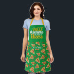Funny Sweet Dreams Made of Cheese Pizza Pattern Apron<br><div class="desc">Funny and cool apron to make cooking more fun. Personalised gift for family and friends who love cooking,  baking and trying new recipe in the kitchen. Customise the wording to fit your occasion. You can use the Design Tool to further change the font type,  font colour and font size.</div>