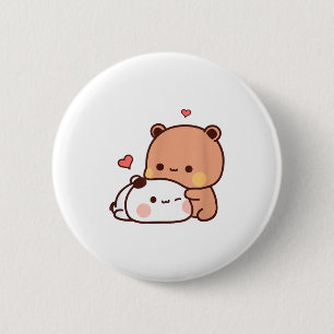 Funny Sweet Kawaii Kp Bear Panda Hugging Couple Lo 6 Cm Round Badge