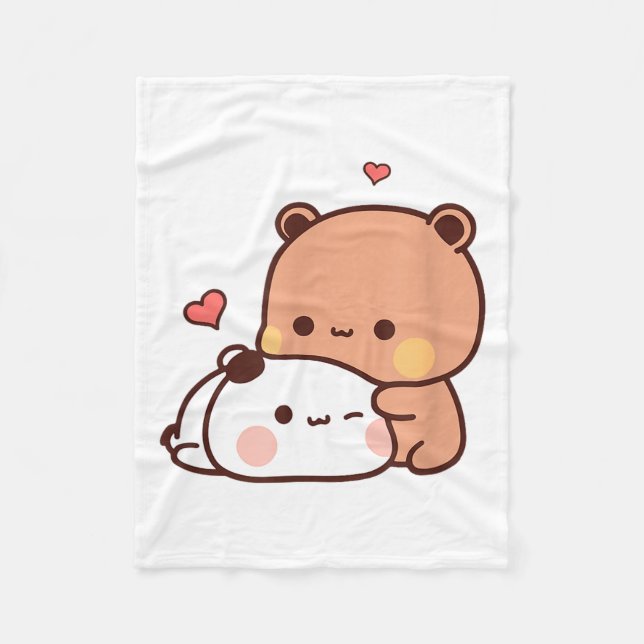 Funny Sweet Kawaii Kp Bear Panda Hugging Couple Lo Fleece Blanket (Front)