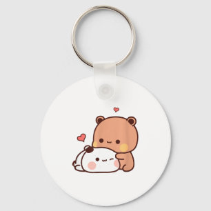 Funny Sweet Kawaii Kp Bear Panda Hugging Couple Lo Key Ring