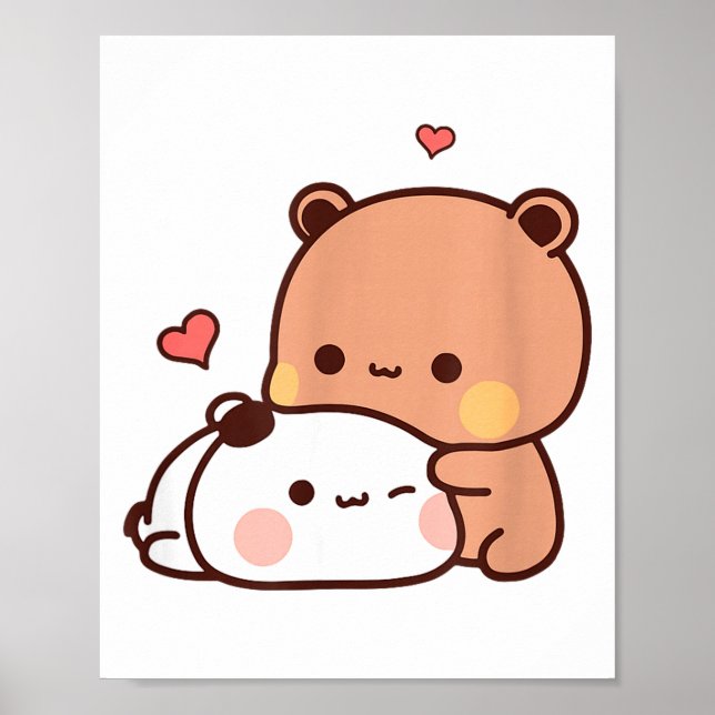 Funny Sweet Kawaii Kp Bear Panda Hugging Couple Lo Poster (Front)