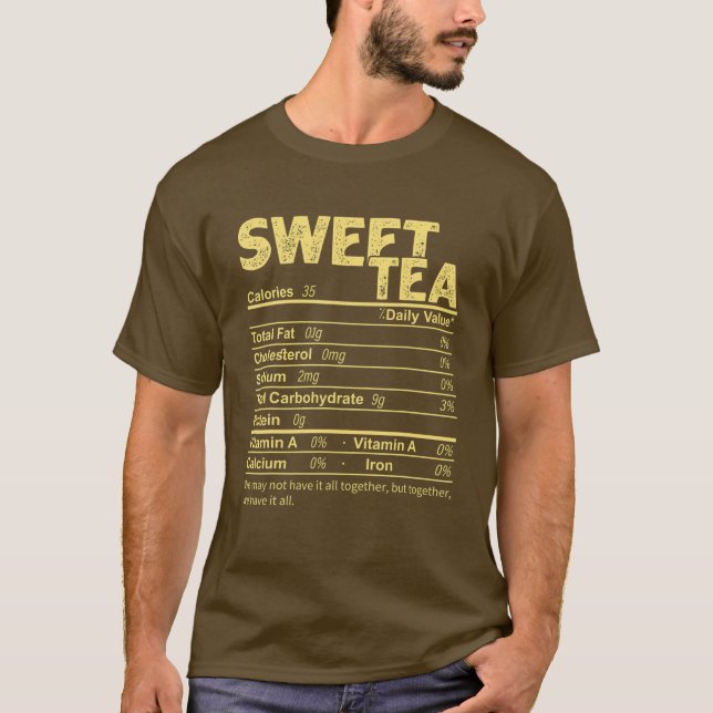 Funny Sweet Tea Nutrition Facts Thanksgiving Food T-Shirt (Front)