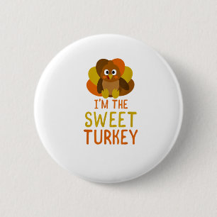 Funny Sweet Turkey Family Matching Thanksgiving 6 Cm Round Badge