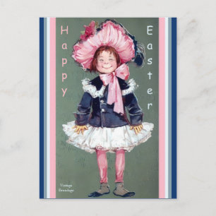 Funny Sweet Vintage Girl Cheerful Easter Alt Copy Postcard