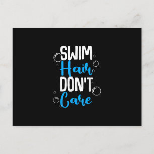 Funny Swim Hair Dont Care Gift Cute Swimming Men Announcement Postcard