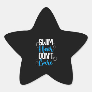Funny Swim Hair Dont Care Gift Cute Swimming Men Star Sticker