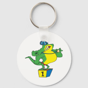 funny swimmer champ alligator crocodile key ring