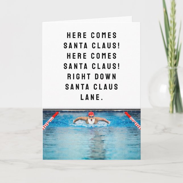 Funny Swimmer Christmas holiday cards (Front)