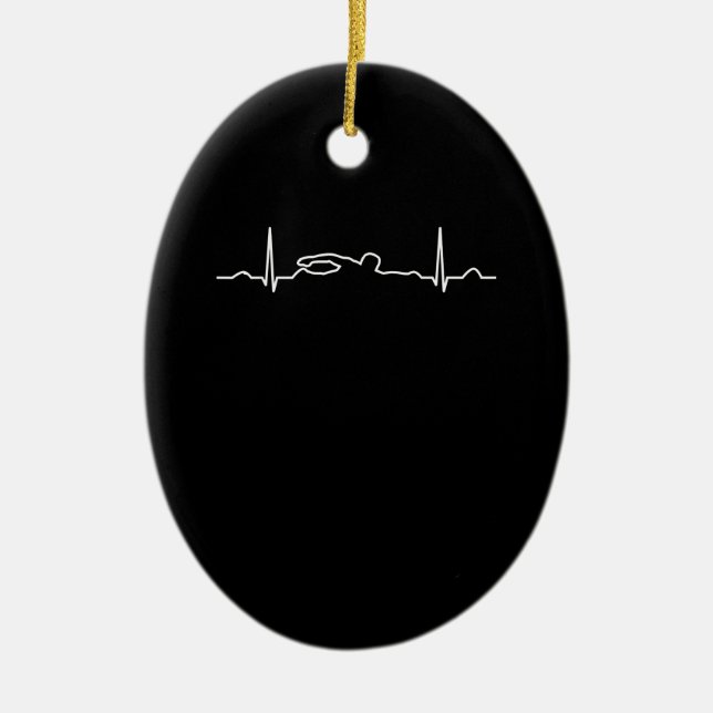 Funny Swimmer Heartbeat Apparel, Swimming Fan Mens Ceramic Tree Decoration (Front)